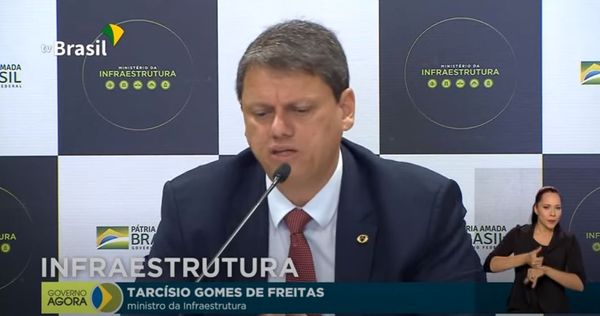 Ministro da Infraestrutura, Tarcísio de Freitas, em coletiva sobre os programas de concessões e privatizações