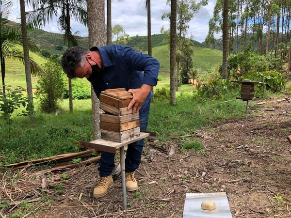 Sr. Zé Henrique, cultivador de abelhas, ganhou o Prêmio Biguá de Sustentabilidade na categoria Produtor Rural.