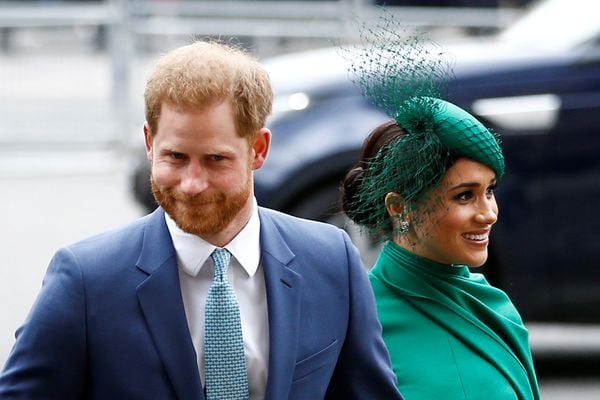 Príncipe Harry e Meghan Markle, a duquesa de Sussex, chegando em evento em Londres
