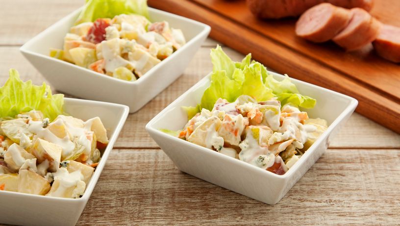 Salada cremosa de frutas com creme de queijos