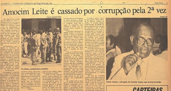 Em 1985, Amocim Leite foi cassado por corrupção pela segunda vez por Arquivo AG