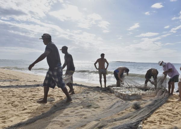 Puxada de rede na Praia de Itapuã, em Vila Velha por Ricardo Medeiros