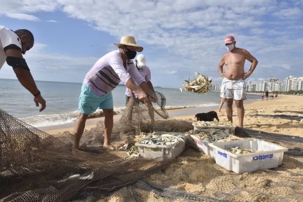 Puxada de rede na Praia de Itapuã, em Vila Velha por Ricardo Medeiros