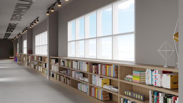 Learning Commons é um ambiente colaborativo que possui rede Wi-fi para atividades e mais de quatro mil títulos em inglês e português