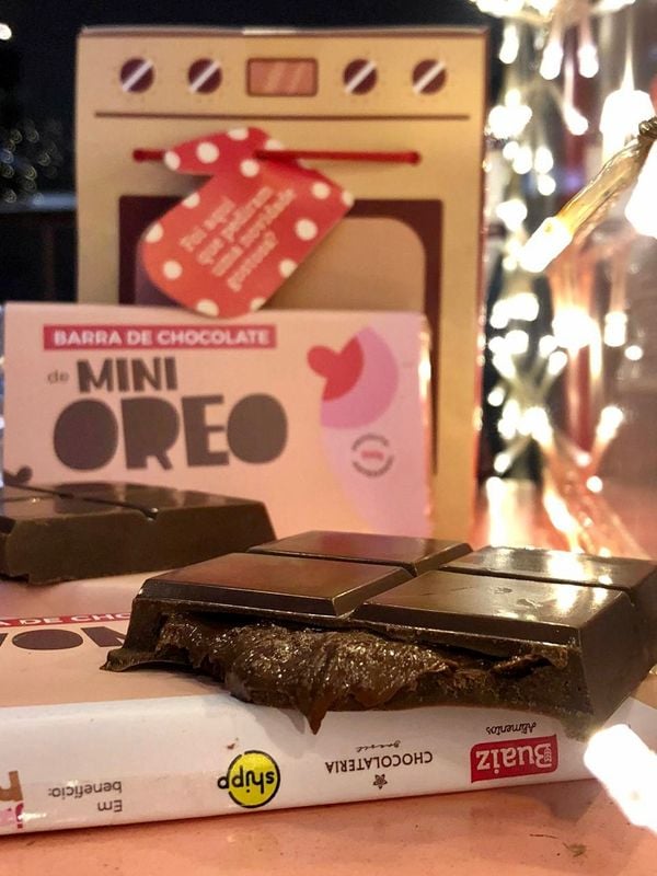 Kit de chocolate y brownie lanzado por Buaiz Alimentos con Chocolateria Brasil en beneficio de la campaña Juntos pela Mama