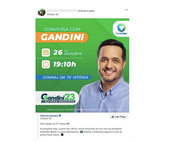 Publicações tinham como objetivo promover um falso engajamento nas redes sociais de Euclerio Sampaio, Sergio Vidigal e Fabrício Gandini