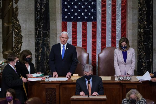 O vice-presidente Mike Pence em sessão no Congresso, em Washington 