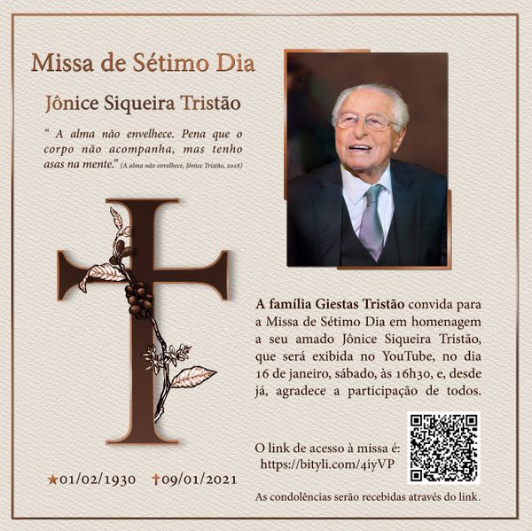 Missa de sétimo dia de Jônice Tristão vai ser realizada sábado (16), às 16h30
