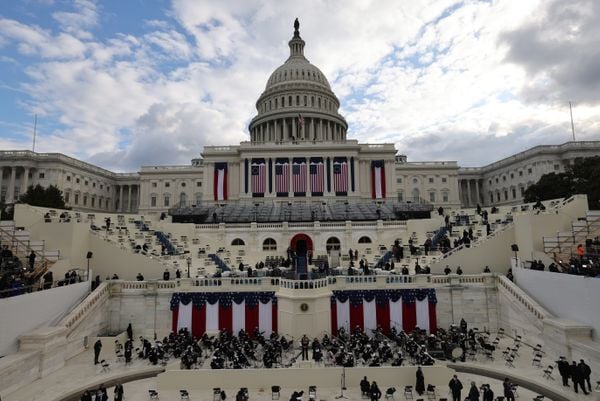 The military band assembles before the inauguration of Joe Biden as the 46th President of the United States on the West Front of the U.S. Capitol in Washington, U.S., January 20, 2021. REUTERS/Jim Bourg ORG XMIT: TOR522