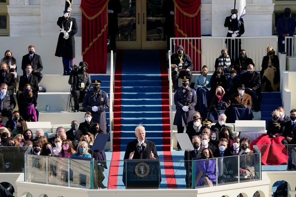 O presidente eleito dos Estados Unidos, Joe Biden, discursa durante a cerimônia de sua posse realizada no Capitólio, em Washington (DC)