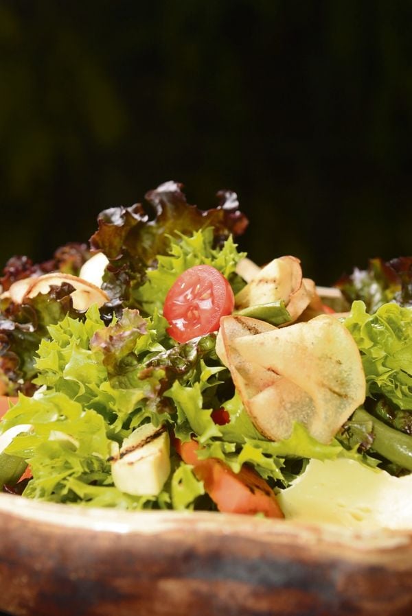 Lettuce, zucchini, pear and tomato salad recipe with brie cheese and honey from chef Cleuza Costa
