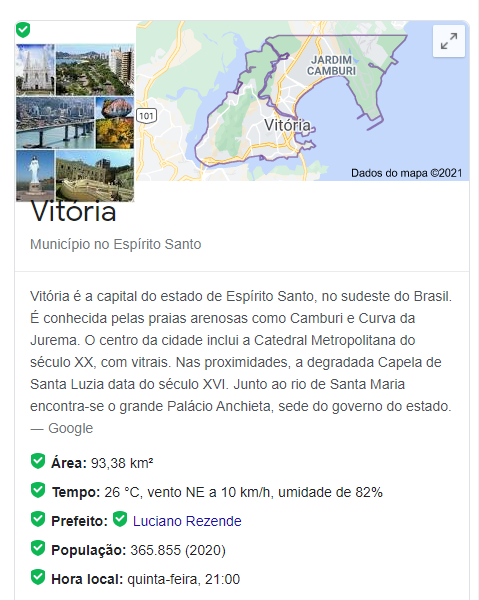 Busca no Google sobre Vitória traz o nome de Luciano Rezende como prefeito