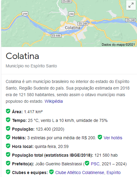 Informações sobre o prefeito de Colatina foram atualizadas no Google