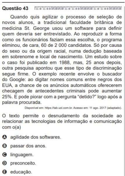 Alunos do Enem denunciam questão racista no segundo dia do exame