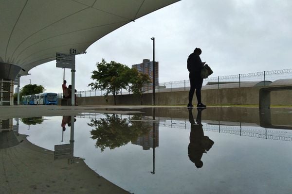 A poças d'água que se acumularam com a chuva.  por Fernando Madeira