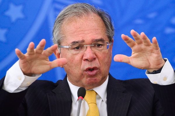 O ministro da Economia, Paulo Guedes, durante pronunciamento sobre  pressão dos combustí­veis e a polí­tica de reajustes adotada pela Petrobras.