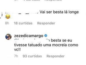 Zezé Di Camargo tatua nome de Graciele e rebate críticas: 