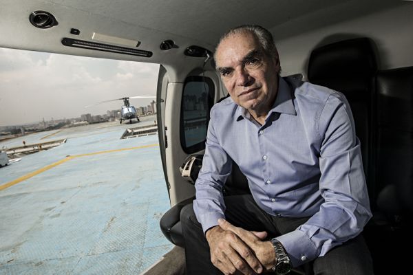 O empresário Michael Klein, no heliponto das Casas Bahia, em São Caetano do Sul