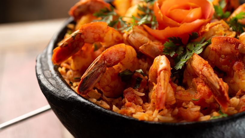 Arroz de polvo com camarão sugerido pelo chef Renato Fabem, do restaurante Caranguejo do Assis