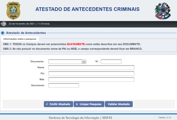 Ficha Criminal, Como Consultar Online pela Internet