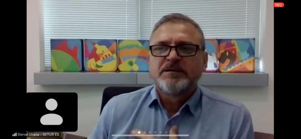 O secretário de Estado do Turismo, Dorval Uliana, em reunião virtual para apresentar resultados de pesquisas da Setur