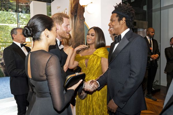 Príncipe Harry e Meghan Markle encontram Beyoncé e Jay-Z durante a estreia do longa 