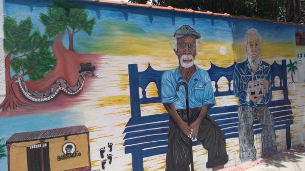 Artistas fazem pinturas em muros da Barra do Jucu, em Vila Velha