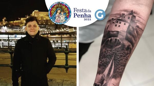 Tiago Meirelles teve a ideia da tatuagem no antebraço enquanto contemplava o Convento, em pleno engarrafamento da Terceira Ponte.