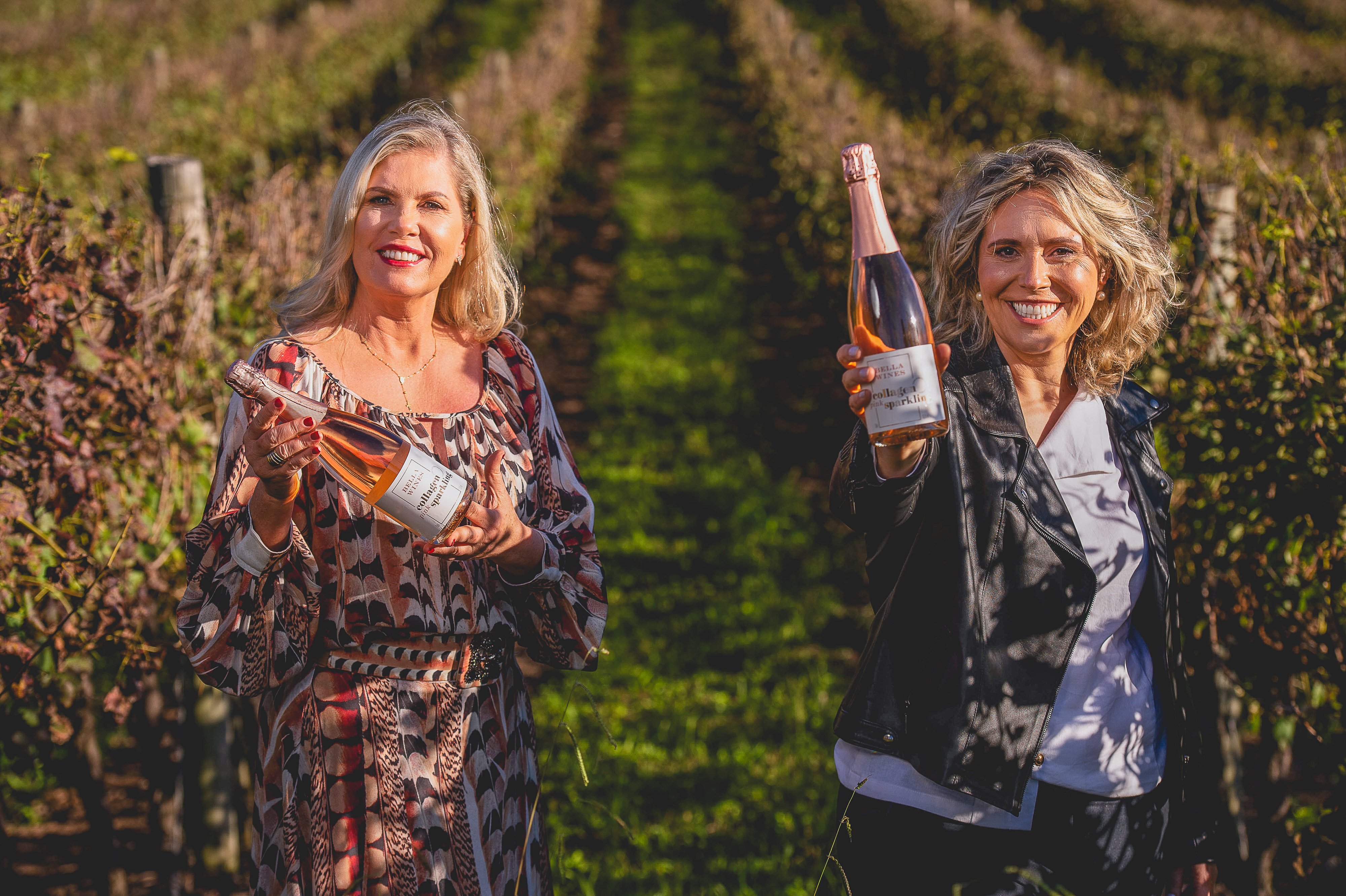 Regina Vanderlinde e Patrícia Possamai lançam o Bella Collagen Sparkling Pink, bebida à base de vinho com colágeno