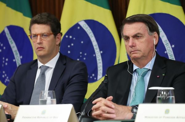 Presidente Jair Bolsonaro participa da Cúpula de Líderes sobre o Clima acompanhado do ministro Ricardo Salles (Meio Ambiente)