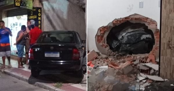 Motorista invade loja com o carro e foge em Feu Rosa, na Serra