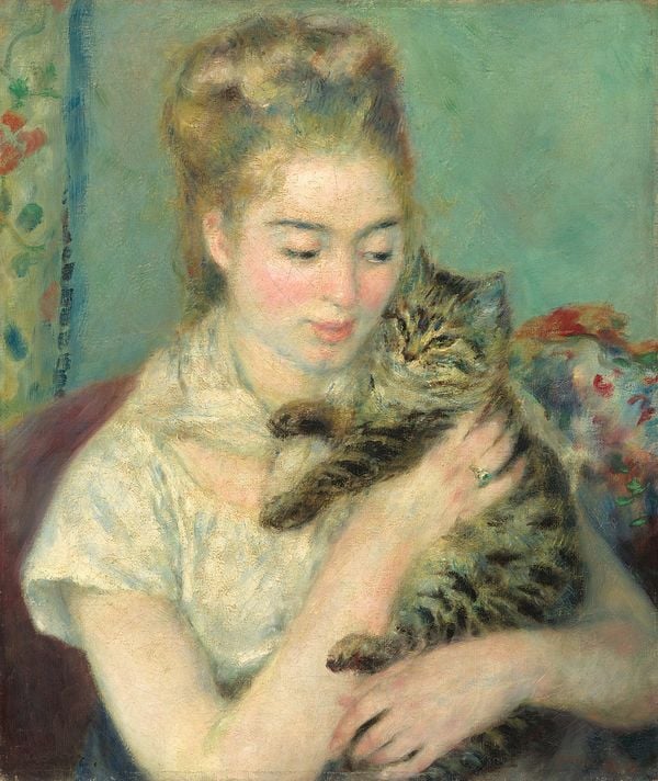 Mulher com gato - Pierre Auguste Renoir