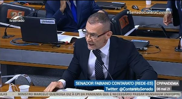 Senador Fabiano Contarato durante depoimento do ministro da Saúde na CPI da Covid