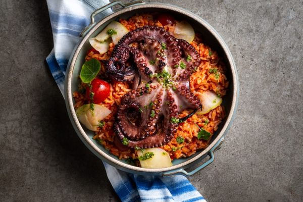 Arroz de polvo com picles de maçã verde  por Vagner Uliana