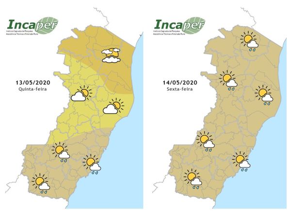 Quinta e sexta podem ter chuvas no ES