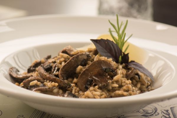 Risoto de cogumelos com iscas de filé por Ari Oliveira