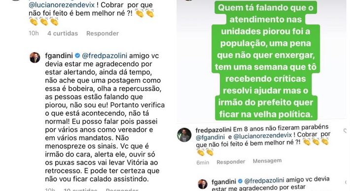 Vídeo sobre as condições de uma Unidade Básica da Capital motivou a troca de farpas entre o deputado e o parente do prefeito de Vitória