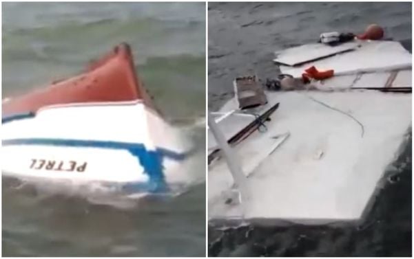Pescadores se agarraram a destroços do barco naufragado