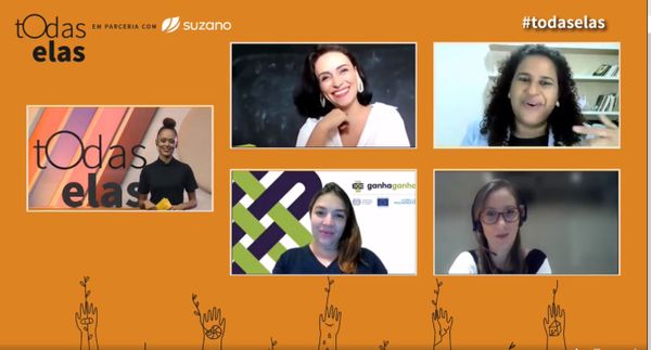 Live do Todas Elas contou com mediação de Elis Carvalho e participação de Suzana Pires, Jacqueline Moraes, Tayná Leite e Fabiana Piva