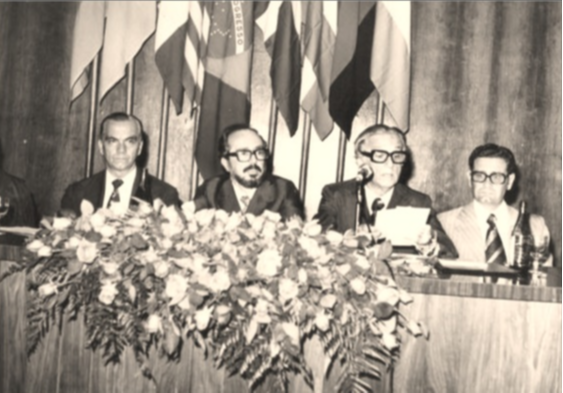 I Congresso Brasileiro de Pneumologia e Tisiologia, em 1975. Dr. Jayme é o terceiro, da esquerda para a direita. Crédito: Acervo Público do Estado do Espírito Santo (APEES)