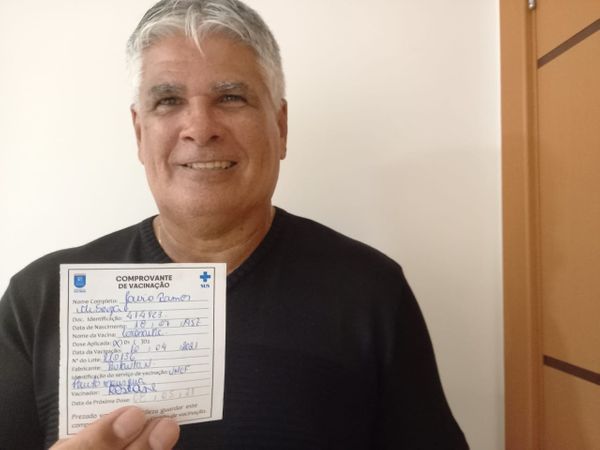 Jairo Ramos, 63anos, aguarda ansioso pela 2ª dose Coronavac