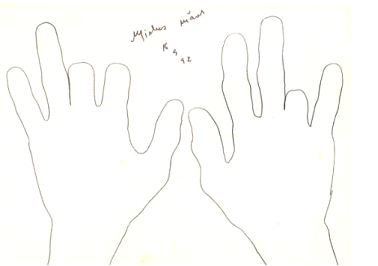 As mãos do Jayme dos Santos Neves, desenhadas por ele próprio