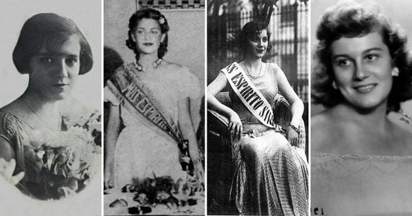 Ruth Alves de Carvalho, a primeira Miss Espírito Santo oficial, coroada em 1926; Maria Baptiste Fernandes, Miss Espírito Santo 1939; Maria Rosa Ferrari, a Miss Espírito Santo 1930; Yeda Finamore, a Miss Espírito Santo 1949