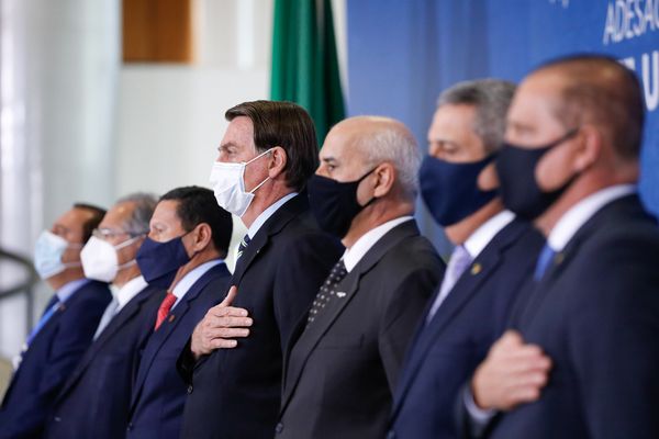 O presidente Bolsonaro durante cerimônia