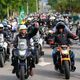 O presidente da República, Jair Bolsonaro, durante passeio de moto no Rio de Janeiro