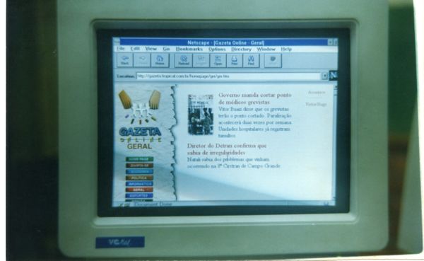 Página inicial do Gazeta Online em 1996