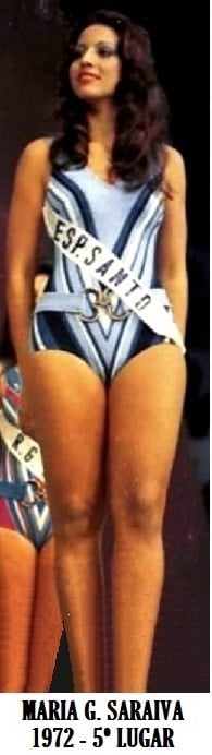 A Miss Espírito Santo 1972, Maria Saraiva, 5° lugar no Miss Brasil 1972