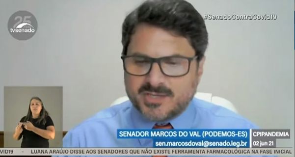 Marcos do Val discursa durante a CPI da Covid nesta quarta-feira (2)