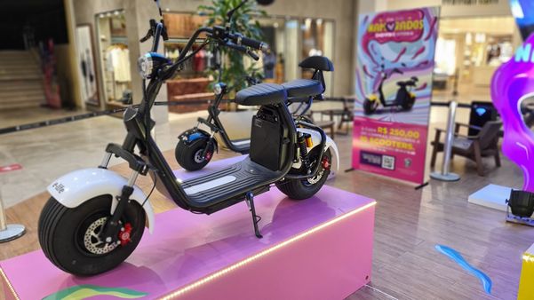 A cada 250 reais em compras você recebe um número da sorte para concorrer às Scooters létricas
