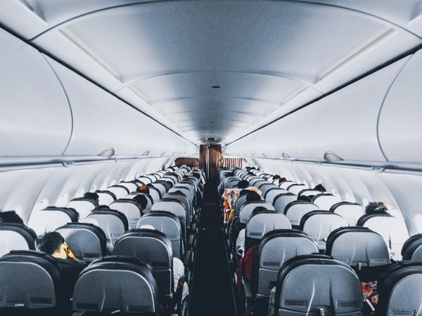 Avião, voo, cabine, viagem
